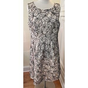 Lela Rose 100% Silk Mini Dress Lace, Grosgrain & Embroidered Accents Size L